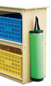 ▲収納袋はフック等にかけられます。