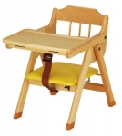木製乳児用椅子・テーブル可動式（黄）